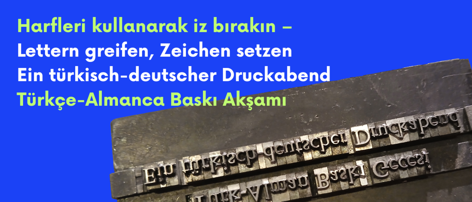 Grafik des Buchdruckabends mit Druckplatte