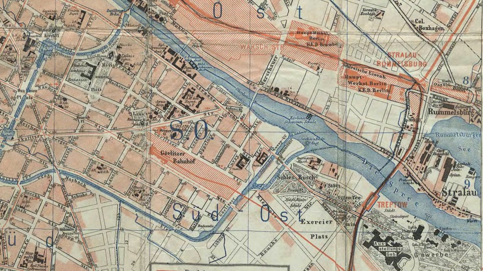 Historische Stadtkarte von Berlin und seinen Vororten