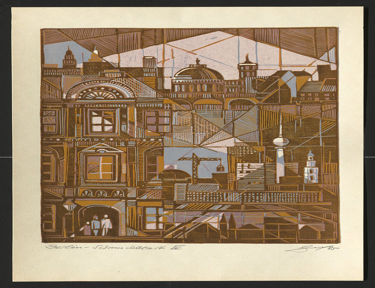 Linolschnitt: Volkmar Götze – Schmuckblatt IV (1985). Aus der Sammlung „Studio Otto Nagel“. FHXB Friedrichshain-Kreuzberg Museum [CC BY-NC-SA]