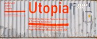 Metallcontainer mit Utopia Aufschrift