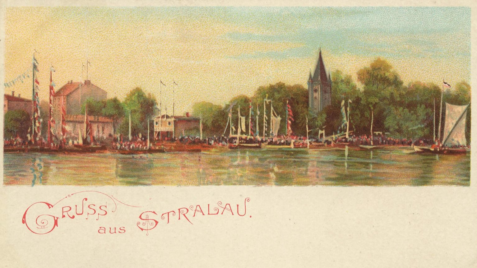 Eine historische Postkarte mit dem Titel Gruß aus Stralau