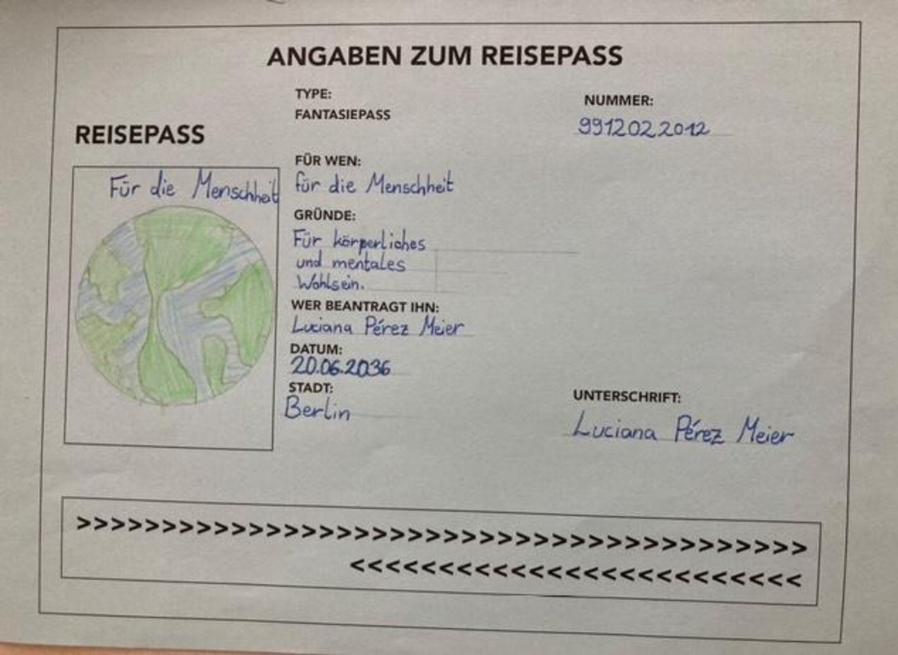 Foto eines fiktiven Reisepasses